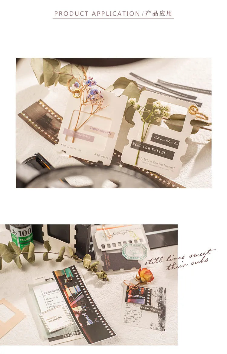 A collection of scrapbook stickers and paper elements laid out on a white surface for DIY crafts.