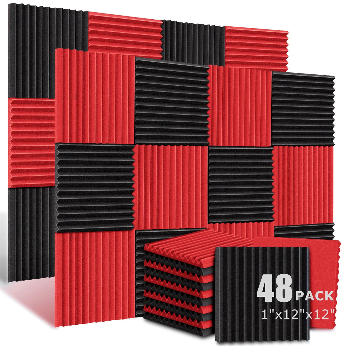 Acoustic Foam Panels for Soundproofing (48-Pack)