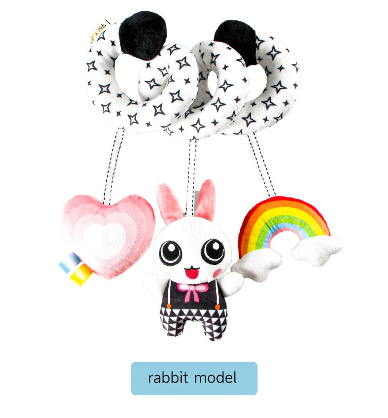 Black and White Animal Hanging Toys for Baby Car Seat and Stroller