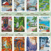 Beginner Diamond Art Kit with 12 Postcard-Style Scenic Designs