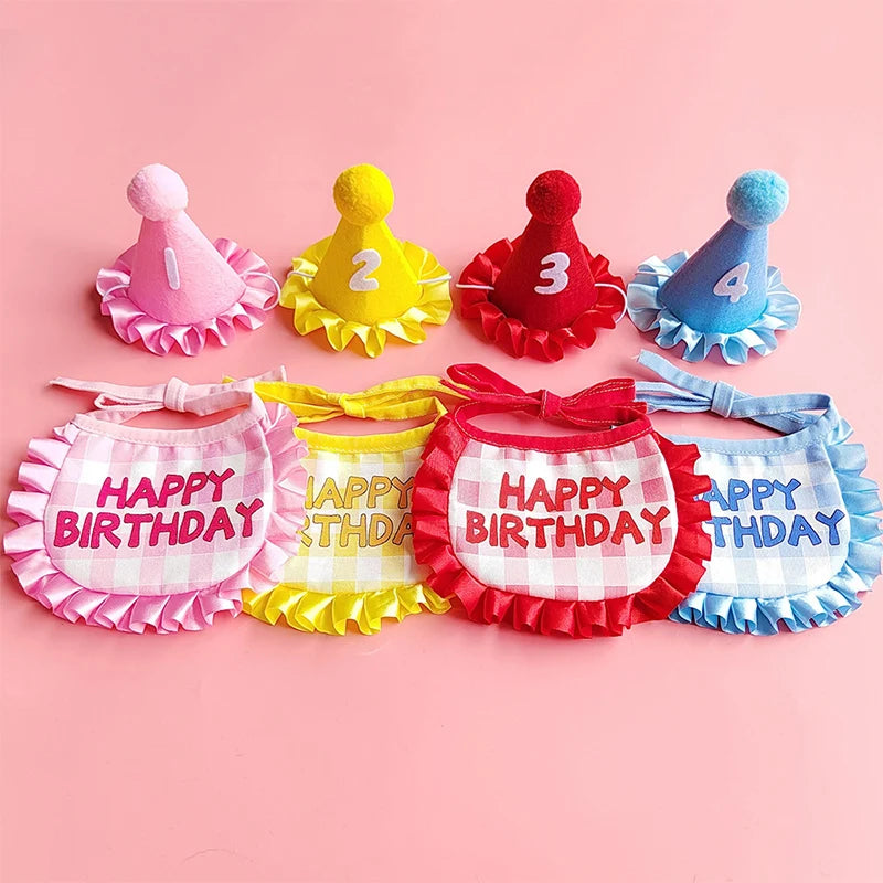 Pet Birthday Hat and Bib Celebration Set