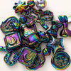 A collection of iridescent acrylic bow and flower beads for DIY jewelry making