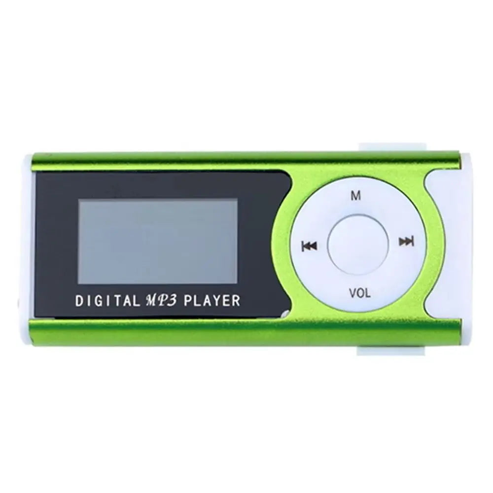 Größerer MP3-Player in grün und schwarz mit LCD-Bildschirm und Lautstärkeregelung.