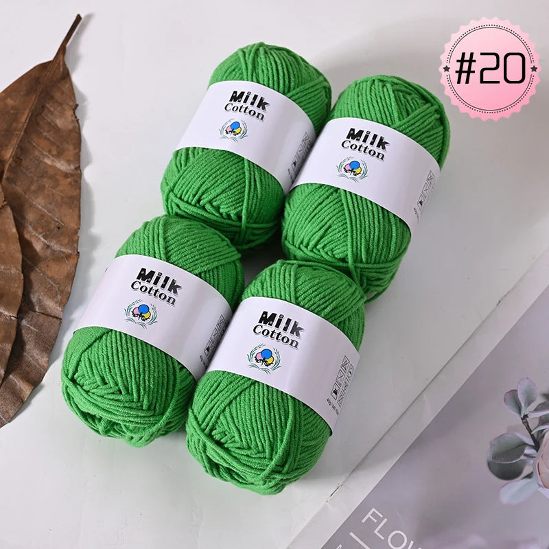 Soft Milk Cotton Yarn Value Pack - 4 Balls for Knitting & Crochet