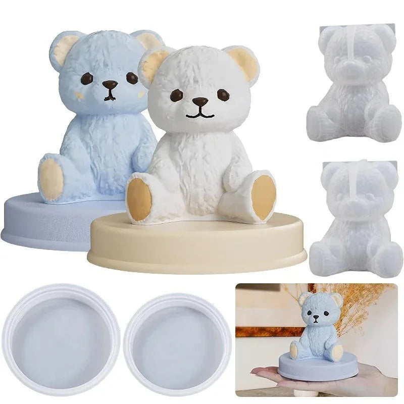 3D Smiling Teddy Bear Silicone Mold for Candle, Soap & Resin Crafts
