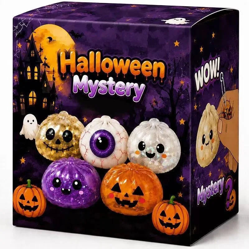 Halloween Mystery Squishy Fidget Toy — Glitter Pumpkin, Ghost & Skull Designs