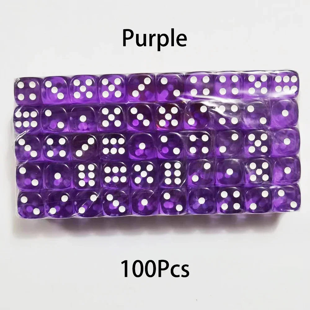 Multicolor Transparent Acrylic Dice Set – 100 Pieces