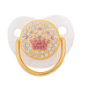 Rose gold crystal bling pacifier with a crown design for newborns