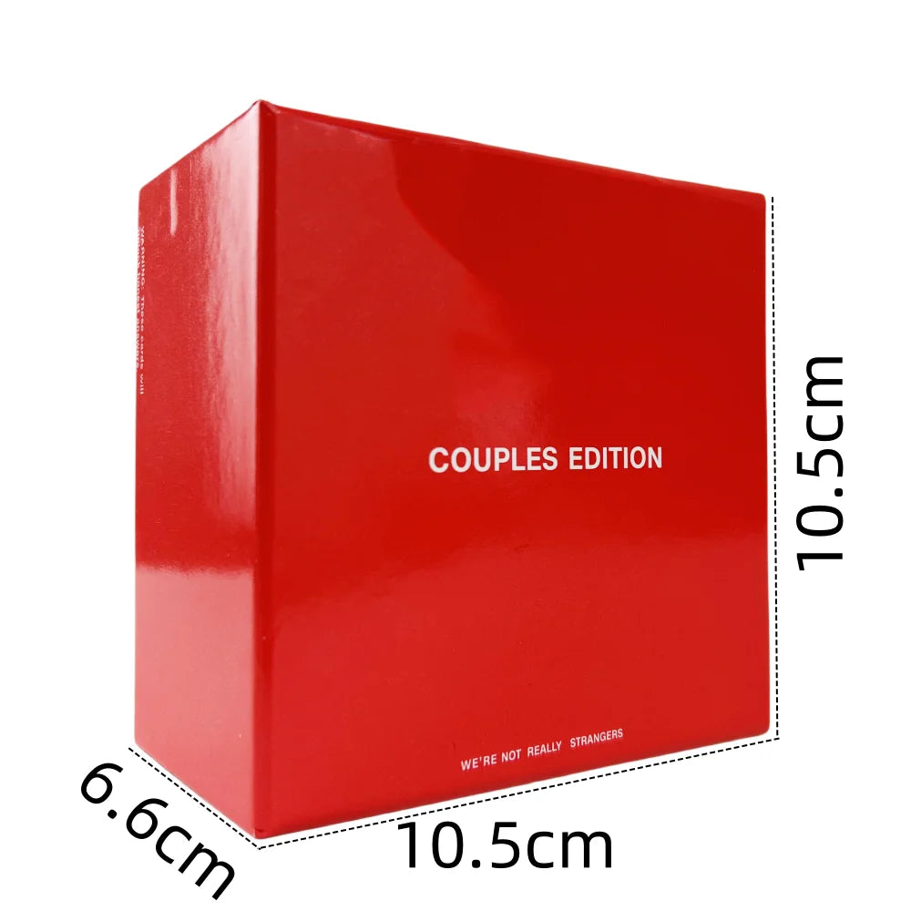 A red box for the Couples Edition of the We're Not Really Strangers conversation card game.