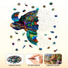 Elephant shaped wooden jigsaw puzzle with vibrant colors and unique shape