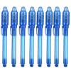 A set of invisible ink spy pens with UV light for writing secret messages