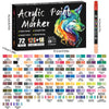A set of 18 dual-tip acrylic paint markers featuring various colors including reds, yellows, blues, greens, and earth tones.