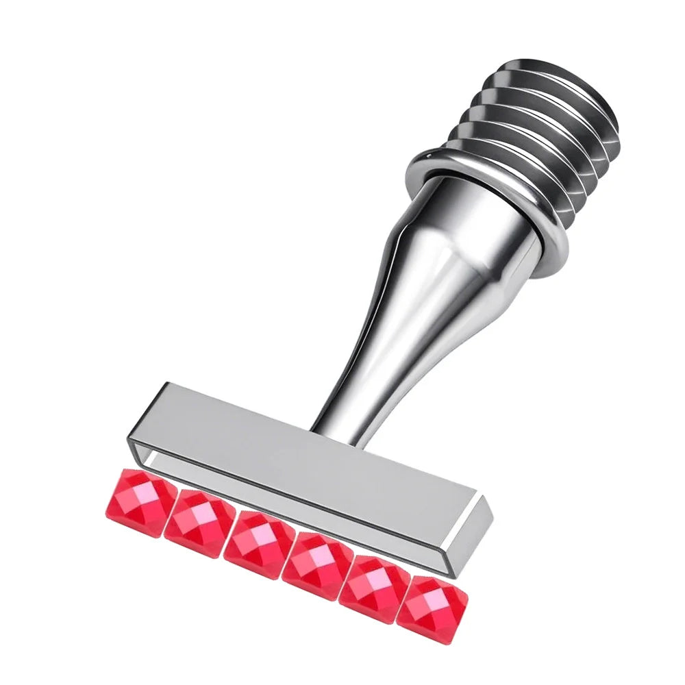 Ergonomic resin diamond art pen with interchangeable stainless steel tips and a row of red diamonds