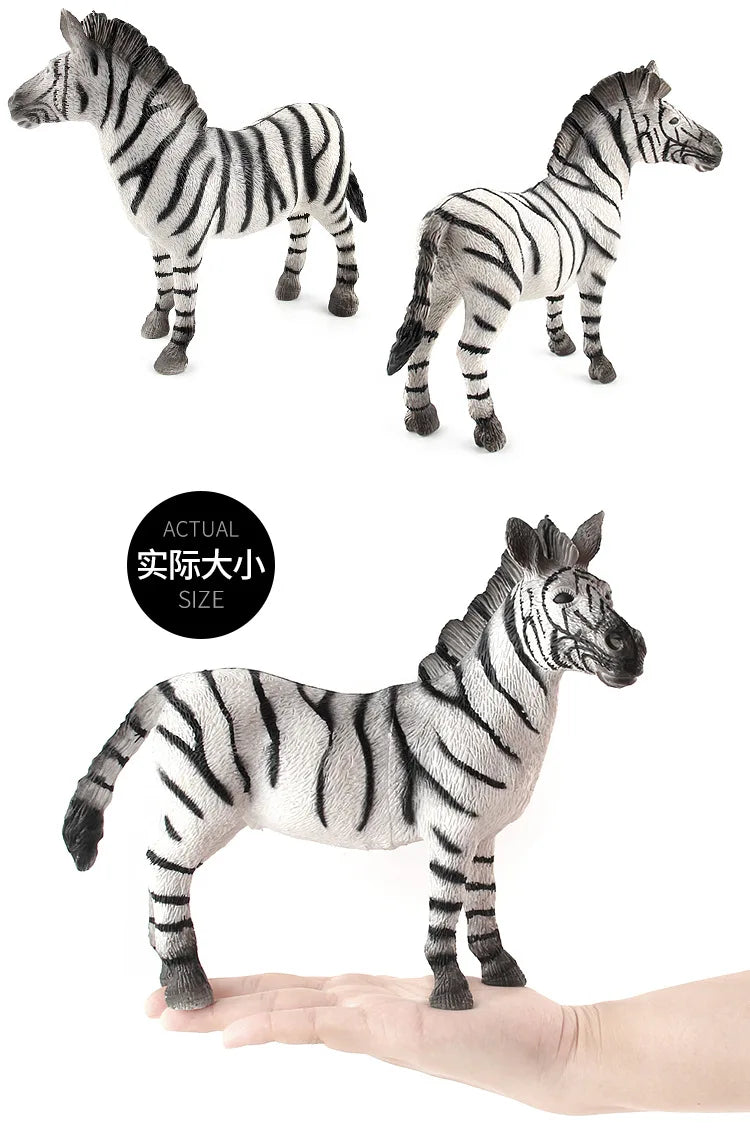 Realistic Wild Animal Figures - Leopard, Tiger, Lion, Elephant, Zebra Set