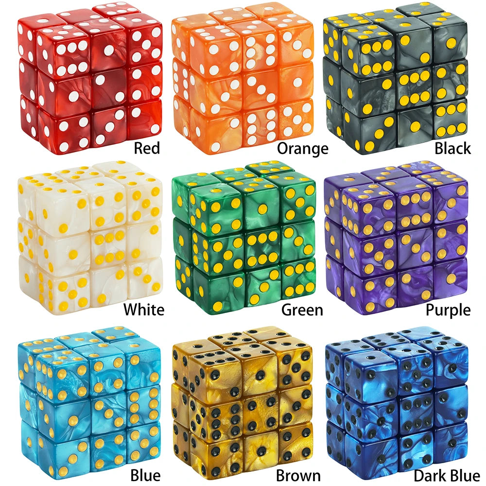 Marble Acrylic D6 Dice Set (10-Pack) for Tabletop RPGs, D&D, and Classroom Learning