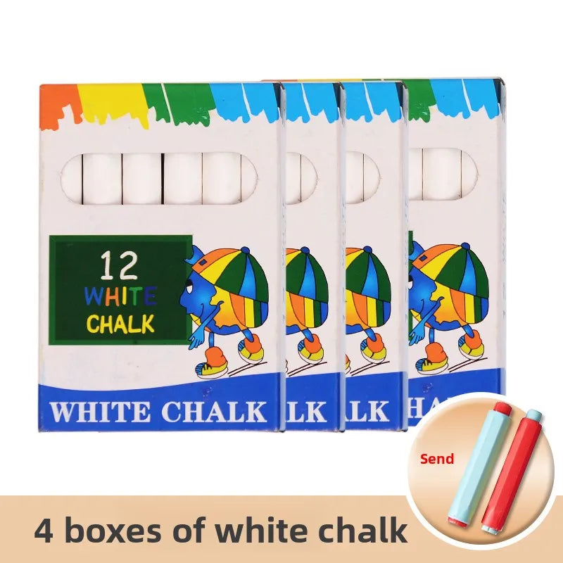 Four boxes of white chalk for dust-free coloring and storage