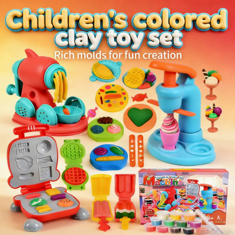 3-in-1 Clay Playset - Cake, Ice Cream & Noodle Maker for Kids