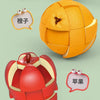A yellow fruit-shaped 3x3 puzzle cube with a red version, shown alongside speech bubbles labeled for fruit and fruit.