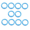 A set of eight blue alloy snap hook keychain clips arranged in two rows.