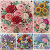 A collection of detailed pearl painting artwork featuring various floral designs and textures.