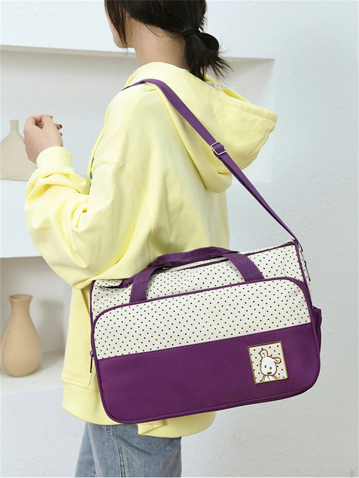 Multifunctional Crossbody Diaper Bag with Five-Piece Set