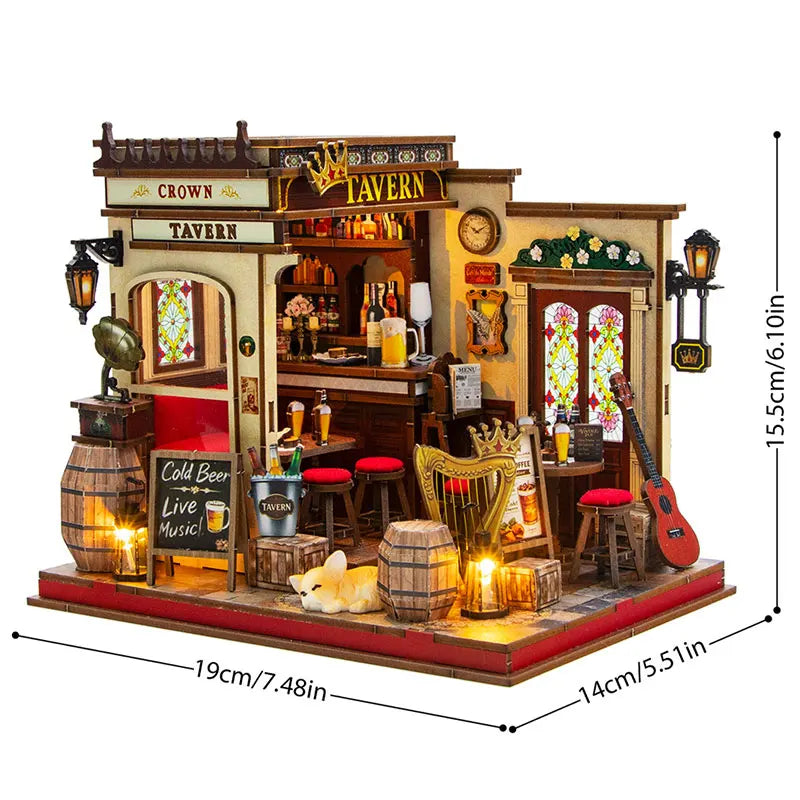 DIY Wooden Miniature House Kit with LED Lighting