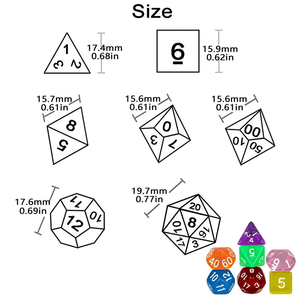 Crystal Clear Polyhedral Dice Set for Tabletop RPGs