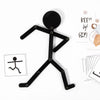A black stick puzzle toy set showing a human figure silhouette and corresponding cards for fine motor skill practice.