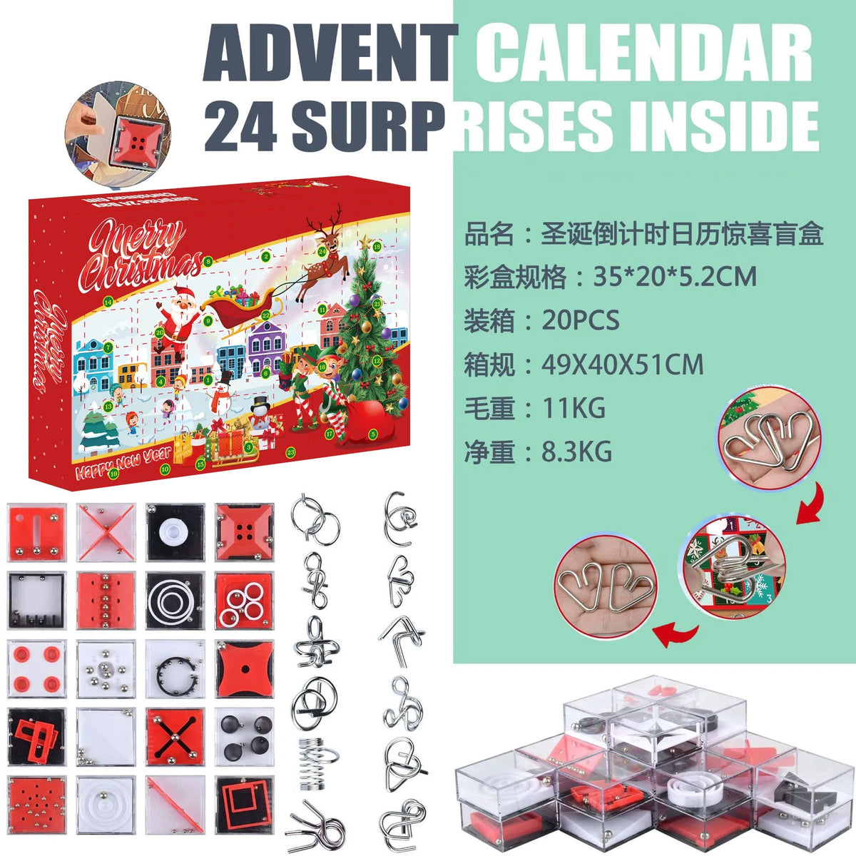24-Day Christmas Advent Calendar with DIY Tree & Train Set