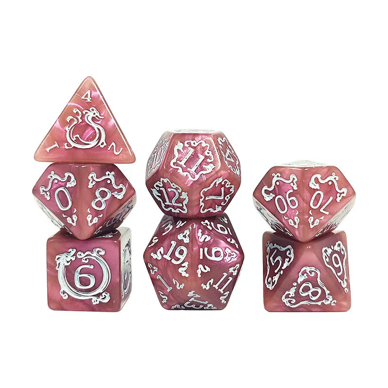 Dragon Pattern Polyhedral Dice Set for RPG & Tabletop Gaming