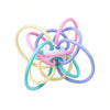 A colorful baby pull-string sensory toy made of silicone for teething.