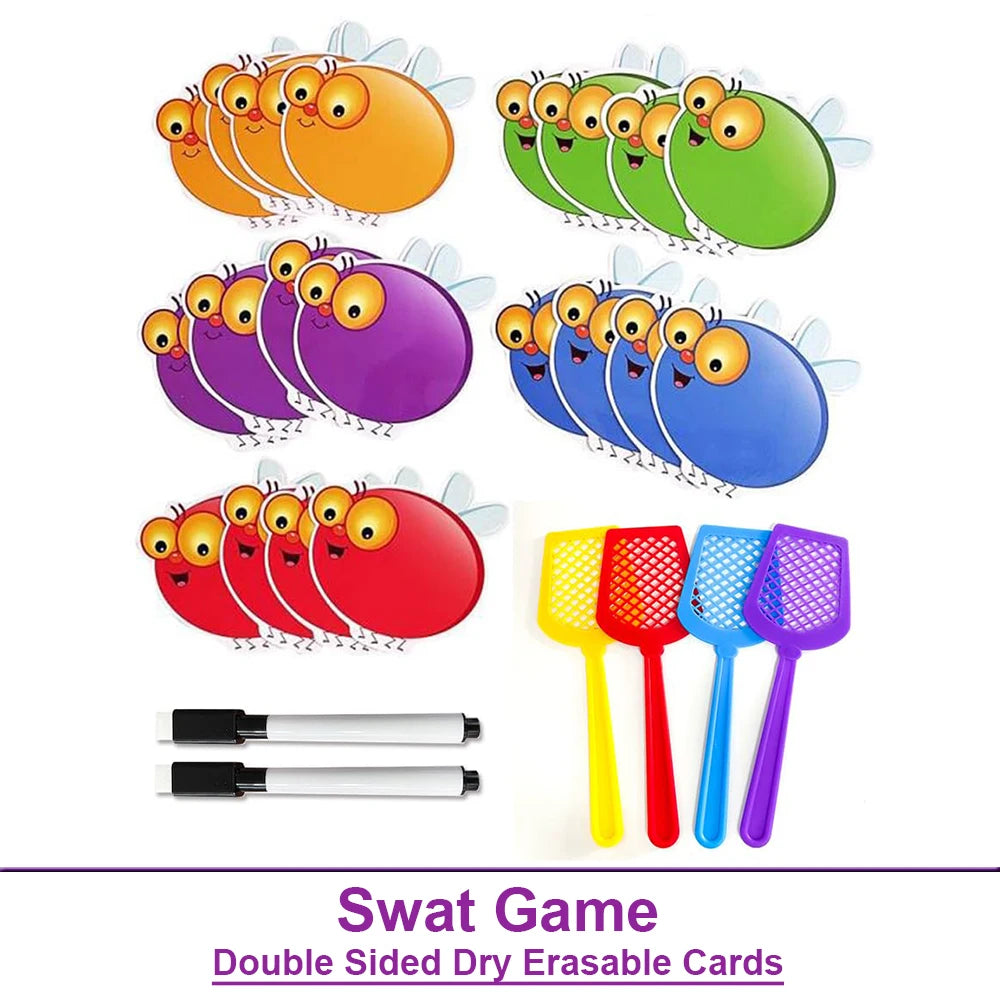 Dry-Erase Fly Swat Game Cards for Kids Learning