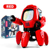 A red interactive dancing duck robot toy with a large screen and dancing features.