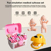 A pink medical suitcase set for pretend play featuring doctor tools and accessories.
