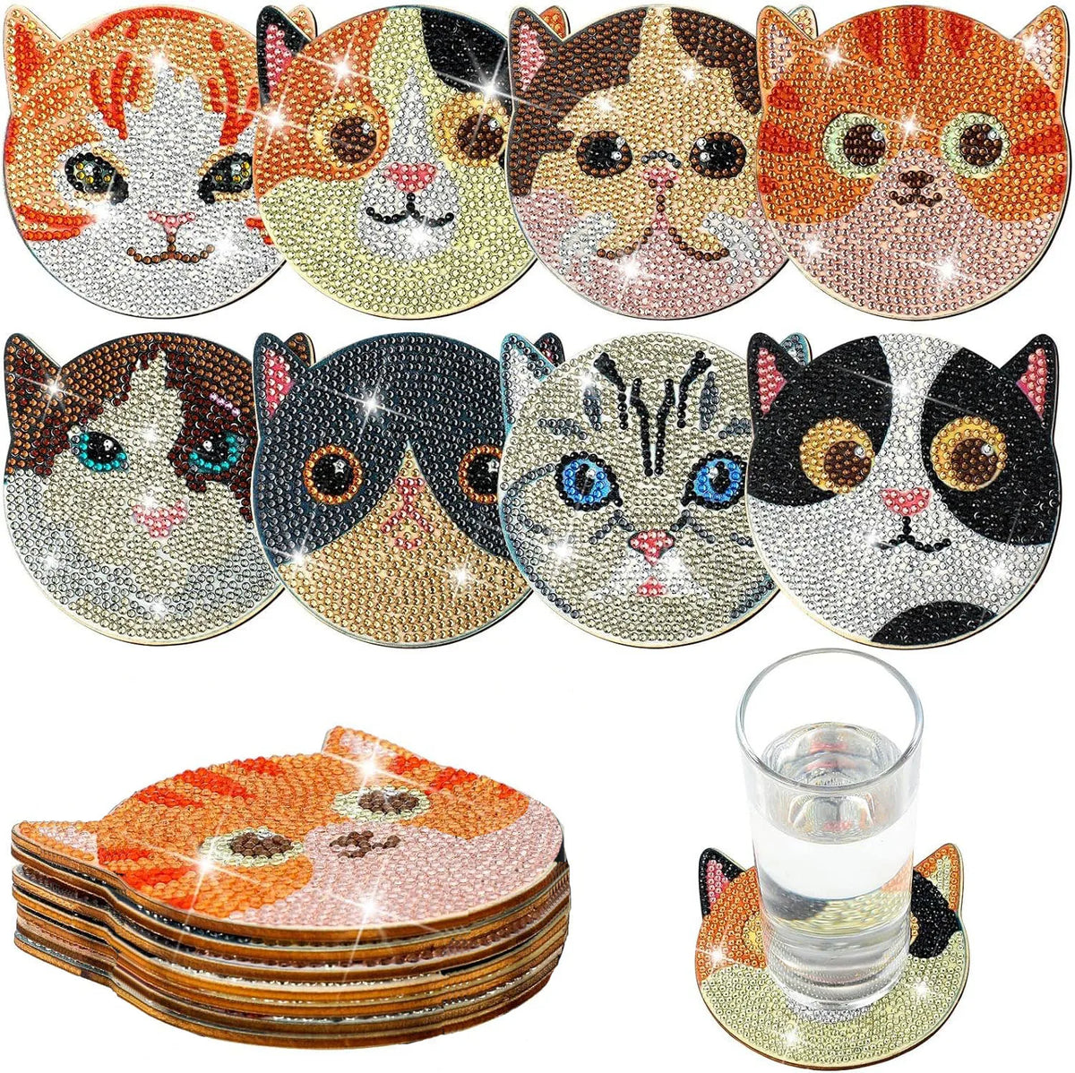 DIY Diamond Art Coaster Set for Christmas & More
