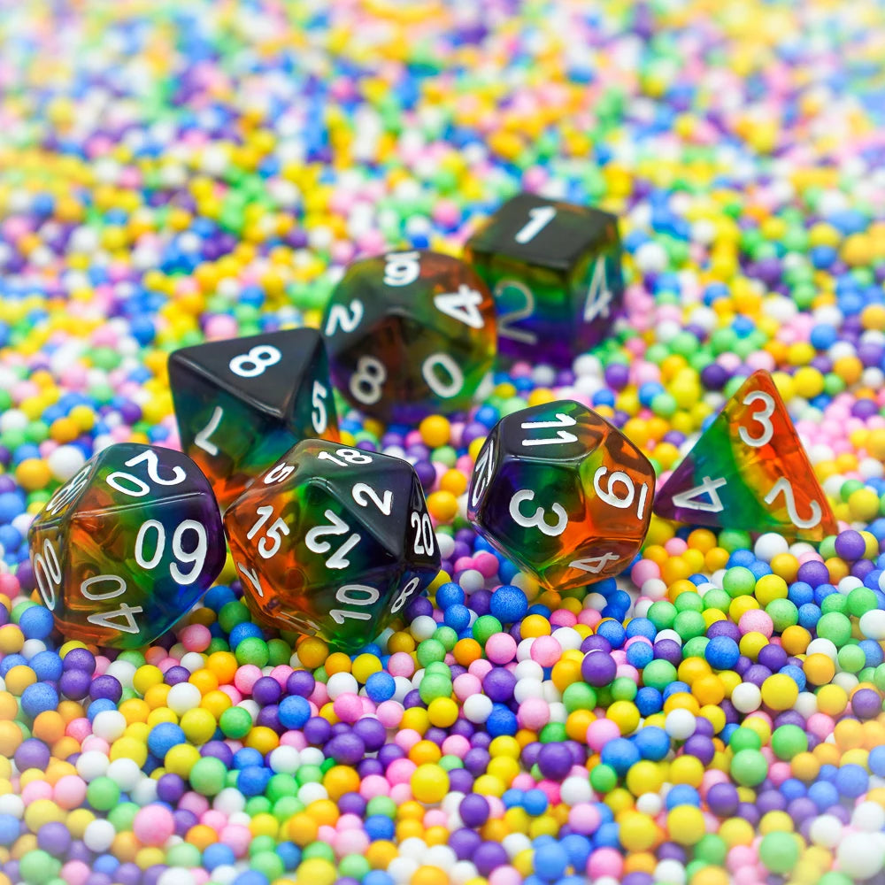 Seven-Layer Rainbow Polyhedral Dice Set for RPGs