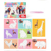 A set of sticker puzzles featuring geometric animals like elephants, giraffes, and lions for kids