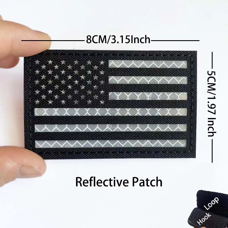 Reflective American Flag Tactical Patch with Glow-in-the-Dark Detail