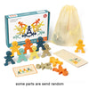 A set of wooden balance stacking blocks and a Domino play set with various colored pieces.