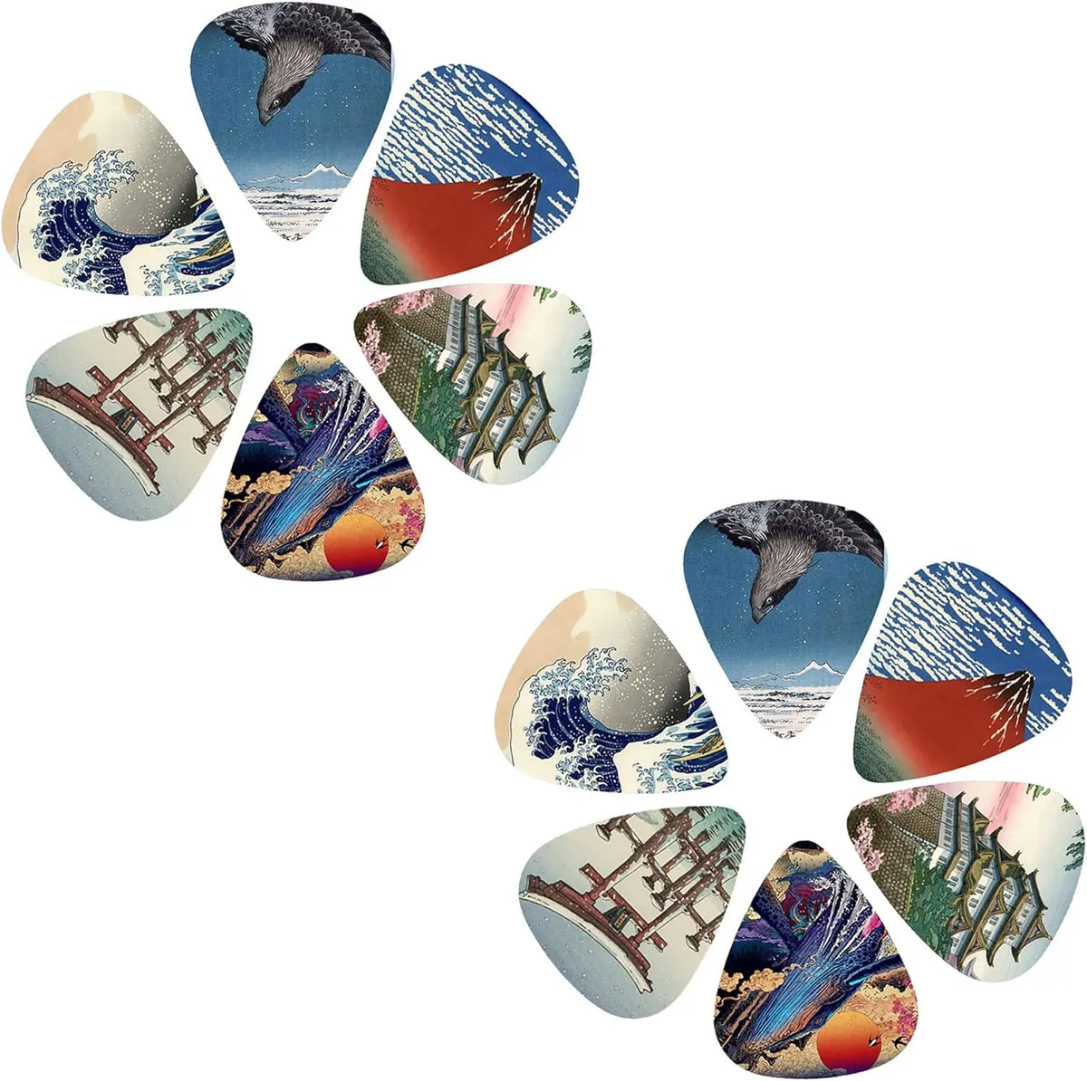 Japanese Culture Themed Guitar Picks Set (12-Pack)