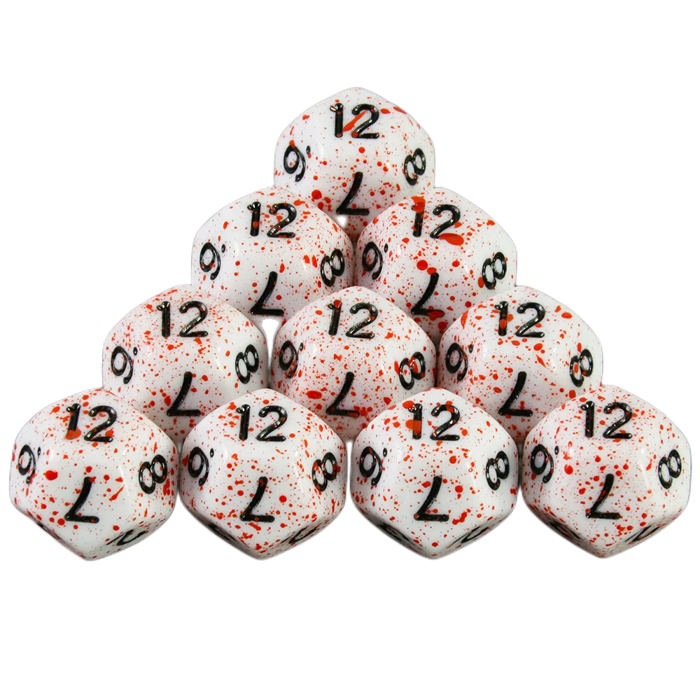 Opaque White Polyhedral Dice Set with Blood Effect for Tabletop RPGs
