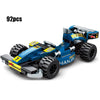 A set of 92 police helicopter and SWAT carrier vehicle building blocks in blue and black.