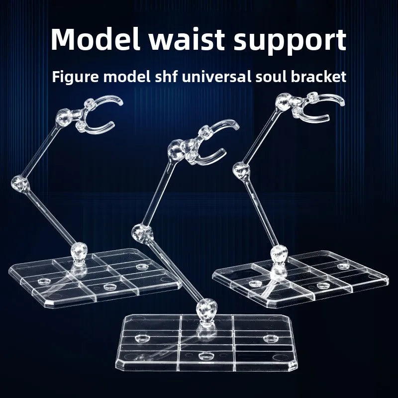 Clear acrylic model waist support bracket for figure models featuring universal soul bracket design