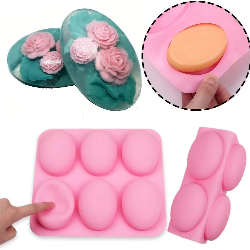 6-Cavity Silicone Soap Mold for DIY Crafts & Baking