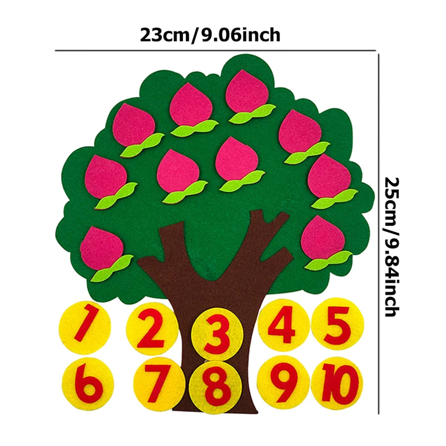 Felt Fruit Tree Puzzle – Color & Number Learning Toy for Kids