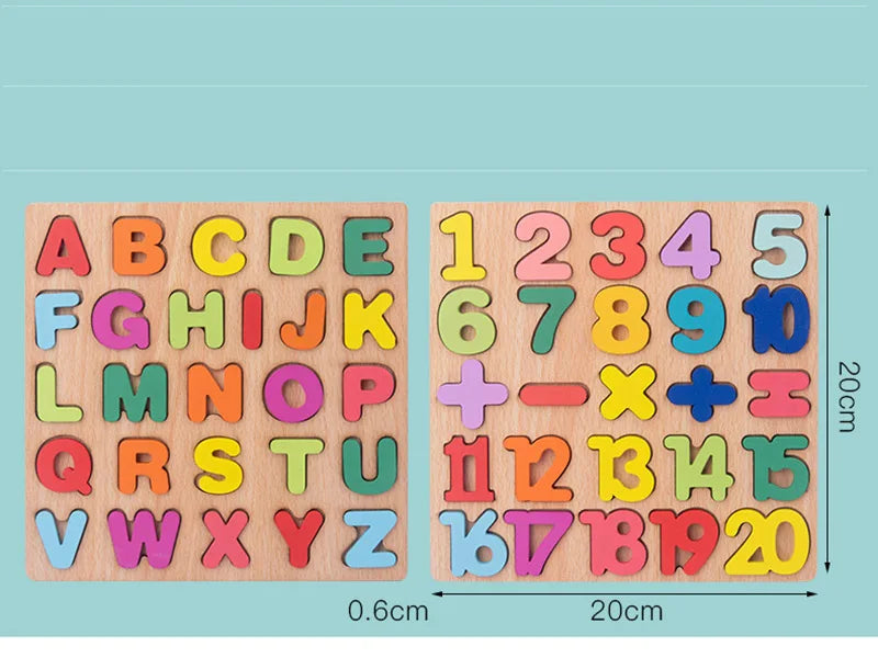 Wooden Alphabet & Number Peg Puzzles for Toddlers