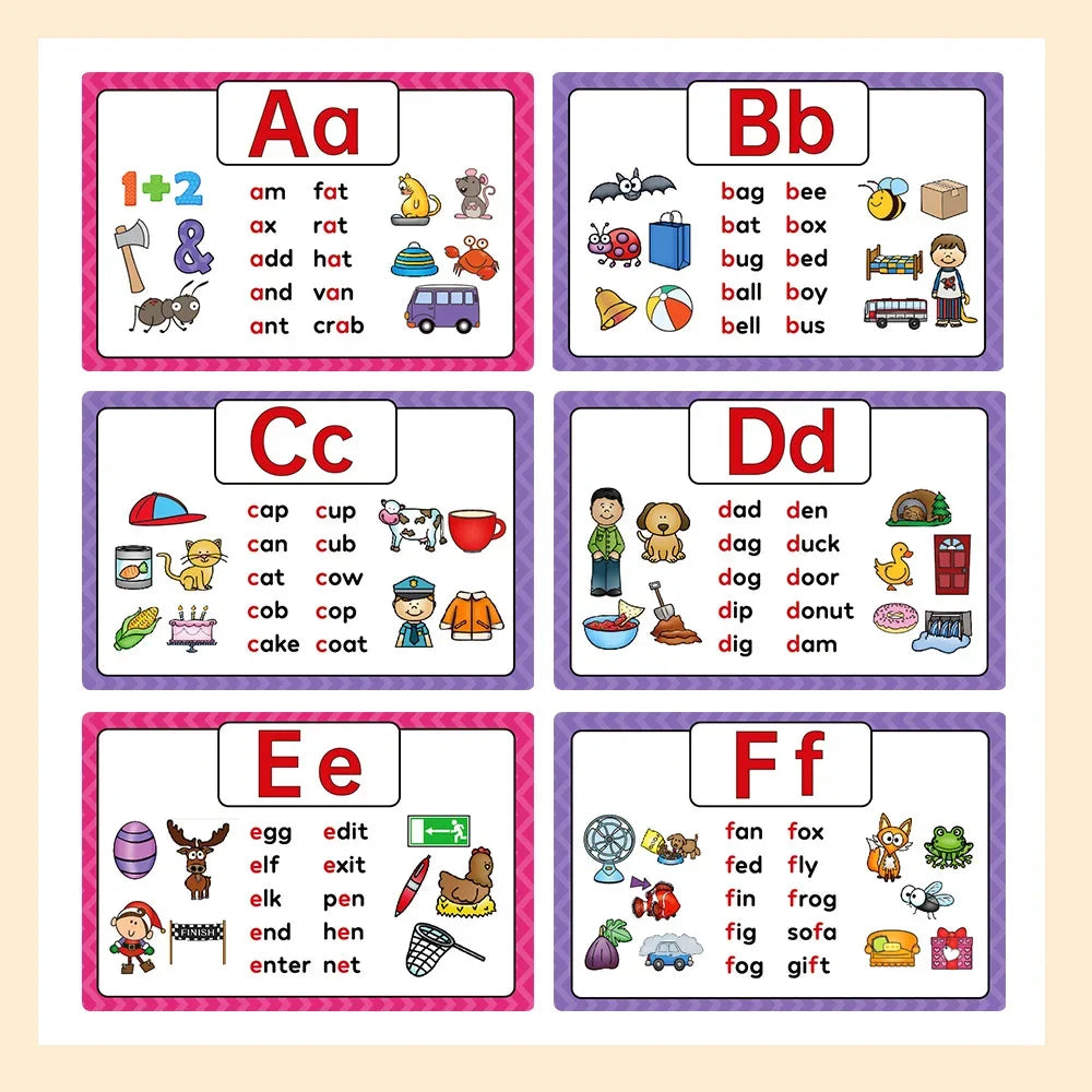 A set of alphabet write and wipe flash cards showing letters Aa through ff for tracing practice