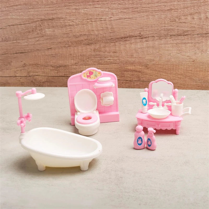 Miniature Dollhouse Furniture Set for Bedroom, Living Room, Kitchen & Bathroom