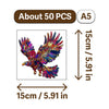 A wooden jigsaw puzzle depicting a colorful eagle with wings, measuring 15cm by 5.91in.