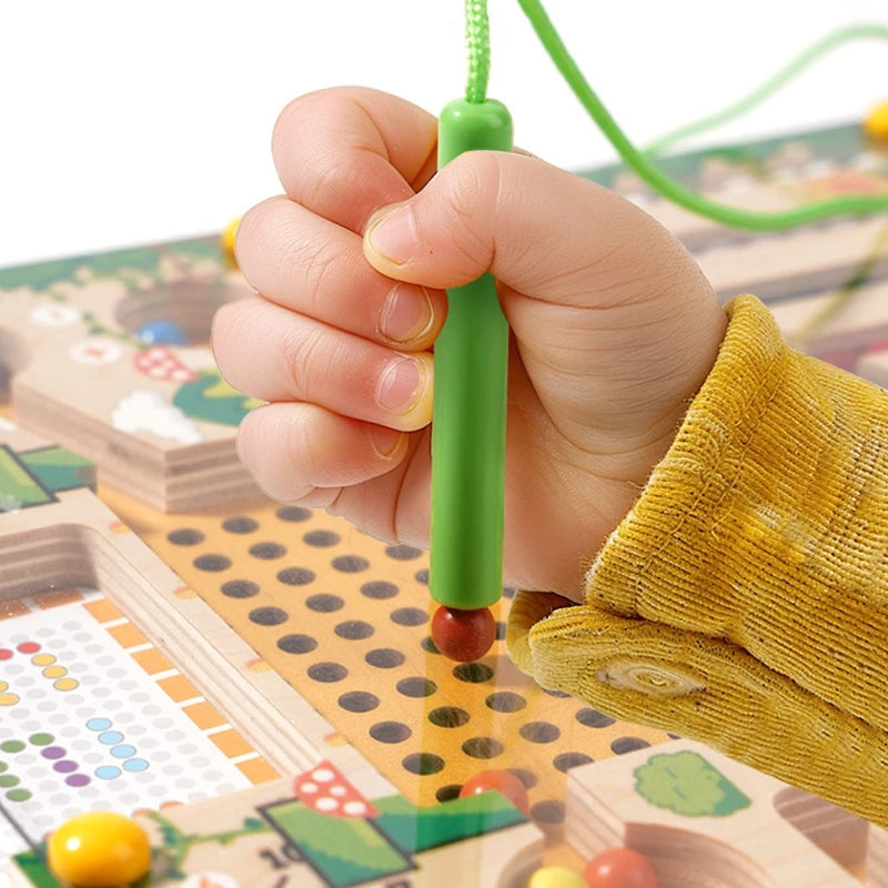 Magnetic Color Sorting Maze Toy – Wooden Montessori Puzzle Board